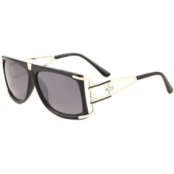 Square Gazelle Superfly Flat Top Square Aviator Sunglasses - Gold & Black Frame - CI18ETOCESG $20.50