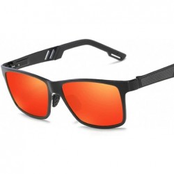 Rectangular Men Sunglasses Fashion Black Grey Drive Holiday Rectangle Polarized UV400 - Red - CJ18R6XU4N6 $21.91