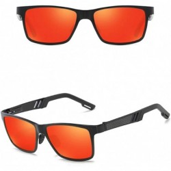 Rectangular Men Sunglasses Fashion Black Grey Drive Holiday Rectangle Polarized UV400 - Red - CJ18R6XU4N6 $10.09