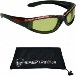 Goggle Rhinestone Motorcycle Sunglasses Foam Padded for Women. (Yellow Red) - Yellow Red - CR187QR5KI5 $25.16