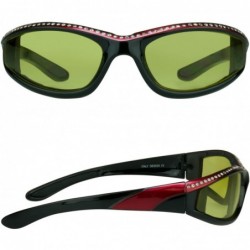 Goggle Rhinestone Motorcycle Sunglasses Foam Padded for Women. (Yellow Red) - Yellow Red - CR187QR5KI5 $25.16