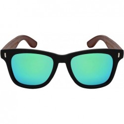 Sport Wood Bamboo Horned Rim Polarized Sunglasses for Men Women With Color Mirror Lens - CM18QHM4EO5 $16.14