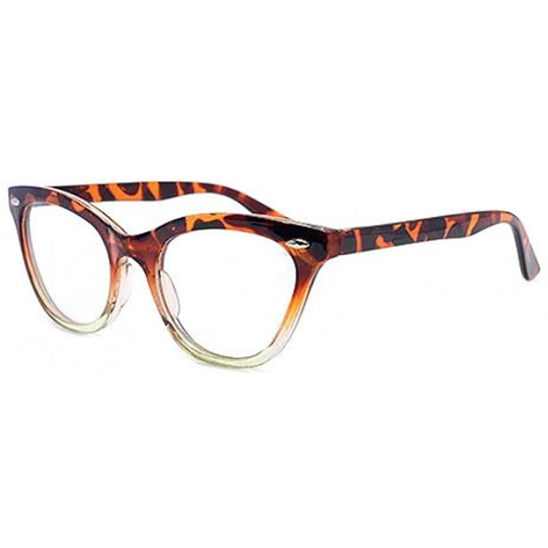 Cat Eye Vintage Inspired Half Tinted Frame Clear Lens Cat Eye Glasses - Tortoise-clearbottom - CF182YUUDUX $10.78