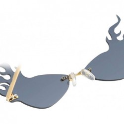 Oval UV Protection Sunglasses for Women Men Rimless frame Cat-Eye Shaped Plastic Lens and Frame Sunglass - Red - CD19037Y3XR ...