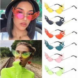 Oval UV Protection Sunglasses for Women Men Rimless frame Cat-Eye Shaped Plastic Lens and Frame Sunglass - Red - CD19037Y3XR ...