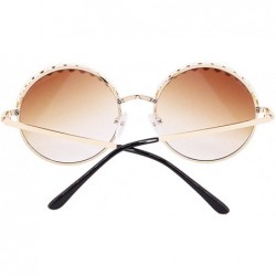 Round Women Fashion Round Pearl Frame Sunglasses UV Protection Sunglasses - Tea - CC1989WQ7SI $15.01