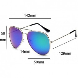 Aviator Sunglasses Eyeglasses Mirrored Protection - Silver Frame Green Mix Blue Lens - CX18DH0RQH6 $10.38