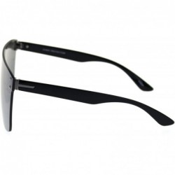 Rimless Oversize Panel Shield Robotic Flat Top Retro Sunglasses - Black Silver Mirror - C318RZ5OZ9O $14.86