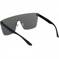 Rimless Oversize Panel Shield Robotic Flat Top Retro Sunglasses - Black Silver Mirror - C318RZ5OZ9O $14.86