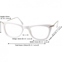 Cat Eye Womens Fashion Designer Cat Eye Eyeglasses Frames with Metal Arms - 2 Pairs / White + Green Floral - CS18G8NWL07 $12.58