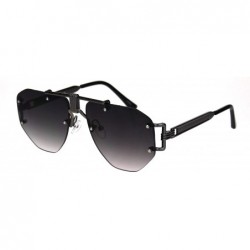 Aviator Mens Luxury Rimless Mobster Metal Rim Fashion Sunglasses - Gunmetal Smoke - CP18LQS4HI9 $10.90
