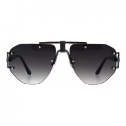 Aviator Mens Luxury Rimless Mobster Metal Rim Fashion Sunglasses - Gunmetal Smoke - CP18LQS4HI9 $10.90