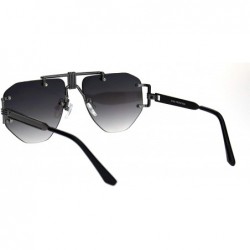 Aviator Mens Luxury Rimless Mobster Metal Rim Fashion Sunglasses - Gunmetal Smoke - CP18LQS4HI9 $10.90