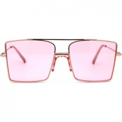 Rectangular Mens Oversize Square Rectangular Double Bridge Pilots Sunglasses - Gold Pink - CB196IETM4H $15.52