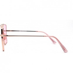 Rectangular Mens Oversize Square Rectangular Double Bridge Pilots Sunglasses - Gold Pink - CB196IETM4H $15.52