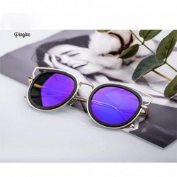 Aviator Pinglas Modern Cat Eye Sunglasses Luxury Design Street Classic Coating Purple - Green - CG18YR33ZIA $26.67