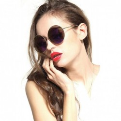 Cat Eye Oversized Round Circle Mirrored Hippie Hipster Sunglasses - Metal Frame - Purple - CV12GJ4YY5J $25.43