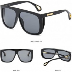 Goggle Sunglasses Classic Lady Retro UV400 Leisure Travel Sunglasses - Black Frame Grey Lens - CE18Y03DT88 $29.65