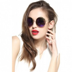 Cat Eye Oversized Round Circle Mirrored Hippie Hipster Sunglasses - Metal Frame - Purple - CV12GJ4YY5J $12.54