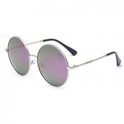 Cat Eye Oversized Round Circle Mirrored Hippie Hipster Sunglasses - Metal Frame - Purple - CV12GJ4YY5J $12.54