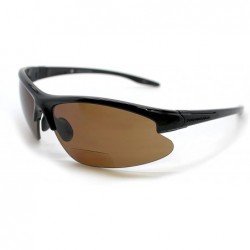 Wrap Patented Bifocal Polarized Reader Half Rim Men's Fishing Sunglasses 100% UV Protection with Microfiber Bag - CR18692M77S...