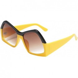 Square Women's Men's Oversized Sunglasses Fashion Retro Big Flat Square Frame UV400 Eyewear - Yellow - CH18OA2CCLN $18.62
