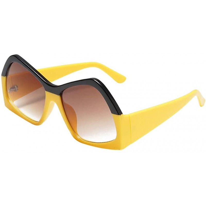 Square Women's Men's Oversized Sunglasses Fashion Retro Big Flat Square Frame UV400 Eyewear - Yellow - CH18OA2CCLN $8.19