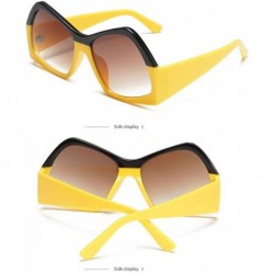 Square Women's Men's Oversized Sunglasses Fashion Retro Big Flat Square Frame UV400 Eyewear - Yellow - CH18OA2CCLN $8.19