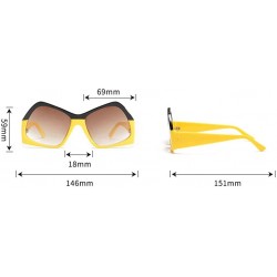 Square Women's Men's Oversized Sunglasses Fashion Retro Big Flat Square Frame UV400 Eyewear - Yellow - CH18OA2CCLN $8.19