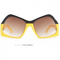 Square Women's Men's Oversized Sunglasses Fashion Retro Big Flat Square Frame UV400 Eyewear - Yellow - CH18OA2CCLN $8.19