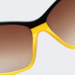 Square Women's Men's Oversized Sunglasses Fashion Retro Big Flat Square Frame UV400 Eyewear - Yellow - CH18OA2CCLN $8.19