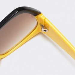 Square Women's Men's Oversized Sunglasses Fashion Retro Big Flat Square Frame UV400 Eyewear - Yellow - CH18OA2CCLN $8.19