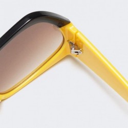 Square Women's Men's Oversized Sunglasses Fashion Retro Big Flat Square Frame UV400 Eyewear - Yellow - CH18OA2CCLN $8.19