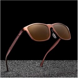 Square Genuine adjustable sunglasses square men polarized UV400 Ultra light Al-Mg - Brown - CM18SM8NMED $27.54