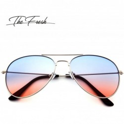 Aviator Classic Metal Frame Oceanic Color Lens Aviator Sunglasses Gift Box - 1-silver - C218Y60MSQL $9.67