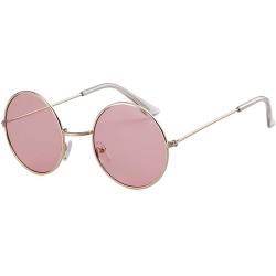 Oversized Round Retro Sunglasses Men Women Vintage Small Circle Sun Glasses - C-gold Frame/Pink Lens - CZ18HAM3R8W $27.50