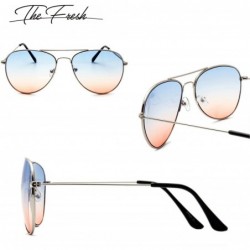 Aviator Classic Metal Frame Oceanic Color Lens Aviator Sunglasses Gift Box - 1-silver - C218Y60MSQL $9.67