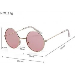 Oversized Round Retro Sunglasses Men Women Vintage Small Circle Sun Glasses - C-gold Frame/Pink Lens - CZ18HAM3R8W $12.15