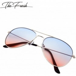 Aviator Classic Metal Frame Oceanic Color Lens Aviator Sunglasses Gift Box - 1-silver - C218Y60MSQL $9.67