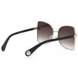 Aviator High-end new fashion sunglasses- pearl big frame sunglasses female trend sunglasses - A - CU18S5QDK84 $50.38