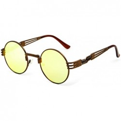 Round Men Women Steampunk Sunglasses Lennon Round Vintage Circle Glasses Metal Frame Mirror Lens - C8185K89UZ3 $9.84