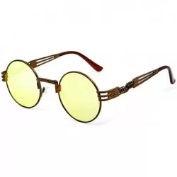 Round Men Women Steampunk Sunglasses Lennon Round Vintage Circle Glasses Metal Frame Mirror Lens - C8185K89UZ3 $22.29