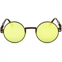 Round Men Women Steampunk Sunglasses Lennon Round Vintage Circle Glasses Metal Frame Mirror Lens - C8185K89UZ3 $9.84