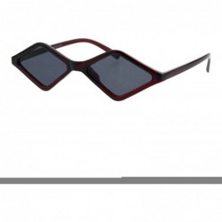 Square Skinny Diamond Shape Sunglasses Womens Trendy Fashion Eyewear UV 400 - Burgundy - CG18GA0UADE $9.02