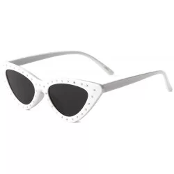 Cat Eye Frontal Rhinestone Retro Sharp Cat Eye Sunglasses - White - CJ198D7YESW $12.54