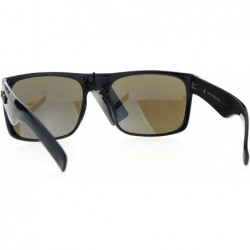 Rectangular Kush Mirror Lens Rectangular Horn Rim Sport Mens Sunglasses - Shiny Black Blue - C012O8Z8A6C $9.62