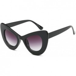 Oval Womens Cat Eye Retro Eyewear Oversized Bold Rim Round Cateye Sunglasses - Bright Black Gray - CN18E327N75 $38.53
