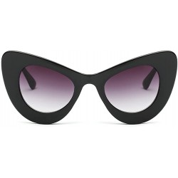 Oval Womens Cat Eye Retro Eyewear Oversized Bold Rim Round Cateye Sunglasses - Bright Black Gray - CN18E327N75 $16.97