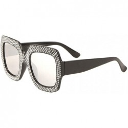 Butterfly Frontal Rhinestone Oversized Butterfly Sunglasses - Grey - CP1988YHE24 $27.59