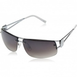 Semi-rimless Men's R1022 Semi-Rimless Rectangular Metal Sunglasses with 100% UV Protection- 65 mm - Silver - CJ129HH01QV $70.68